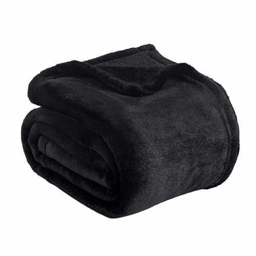 Nmosyni Fleece Blanket Black Throw Blanket For Couch, Anti-Static Fuzzy Blanket, Warm Cosy Throw Blanket For Sofa And Bed, Super Soft And Lightweight Blanket For All Seasons, 50 X 60 Inches #TOP6