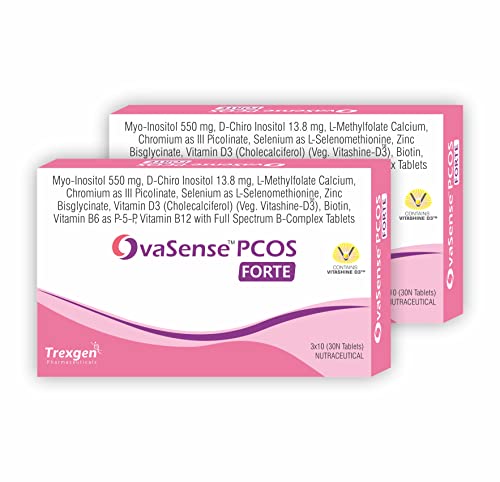 16% OFF on Trexgen® OvaSense-PCOS Forte Synergistic Myo-inositol 550mg & D-Chiro Inositol 13.8mg, Cholecalciferol, B-complex,Zinc, Chromium, Selenium & Micronutrients (30 Tablets) (1)