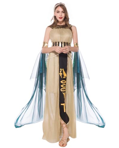 FQLGJMY Mujeres Disfraz de Cosplay Vestido de fantasía Diosa griega Cleopatra Guerrero romano Ángel caído Bruja vampiro para Halloween