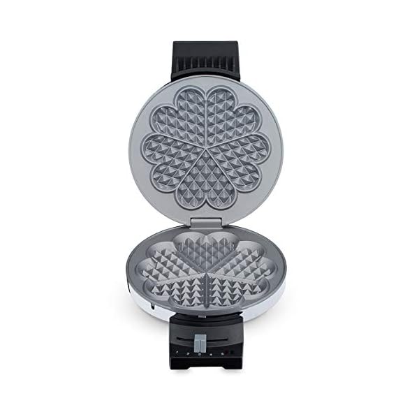 Cloer 185 Waffeleisen für eine Herzwaffel, 930 W, Waffelgröße 16 cm, schwere Backplatten, optische und akustische Fertigmeldung, Edelstahlgehäuse, Edelstahl, Chrom – Bild 5