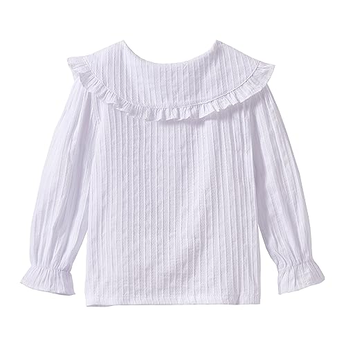 Image of Mud Kingdom Girls Blouse Shirts Spring Fall Long Sleeve Button-Down Top Ruffle Collar