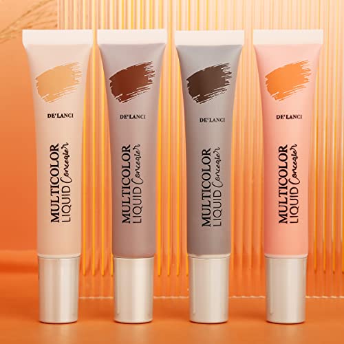 Liquid Concealer Makeup 4Pcs,Corrector Foundation For Black Women Oily Dry Skin, Foundation Concealer In One Primer Face Makeup Full Coverage, Advanced Pore Minimizer, Lightweight All-Day Hold,0.67 Oz #TOP6