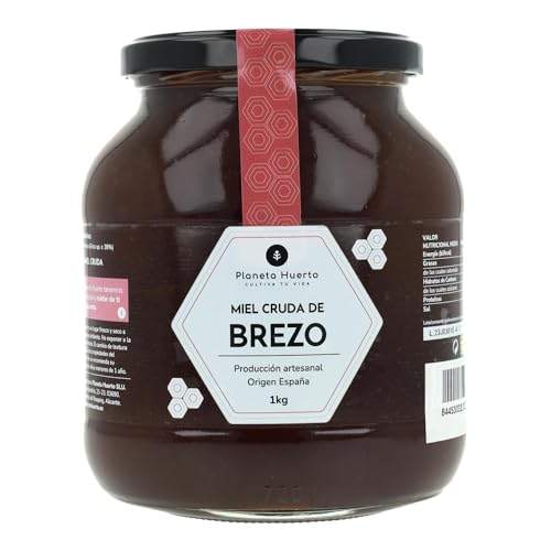 PLANETA HUERTO | Miel Cruda de Brezo 1 Kg 100% Natural y Artesanal de Alta Montaña - Miel Cruda Sin Filtrar ni Pasteurizar, Origen España con Alta Concentración de Néctar de Erica sp.