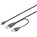Produktbild USB 2.0 Hi-Speed Dual-Power Kabel 2 x A Stecker > 5-pol. mini B Stecker USB MINI-B 5 pin 100 Y-Power 1m