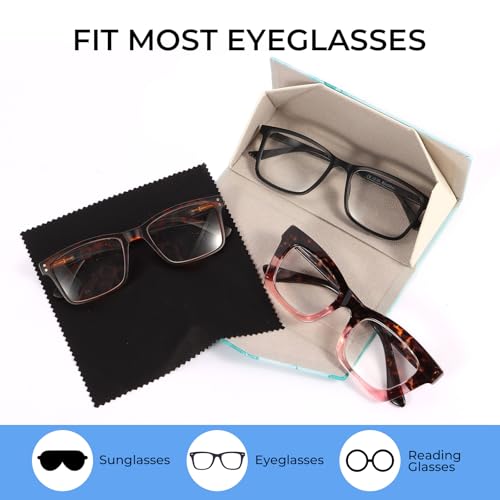 Image of 4 Pack Foldable Glasses Case with Cleaning Cloth, Collapsible Travel Sunglass Holder for Men Women
