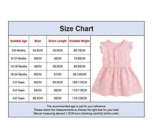 Amropi Baby Girl'S Cotton Dress Daisy Printed Ruffle Sleeve Casual Summer Dresses Pink,18-24 Months thumb #5