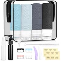 SinLaw 16 Piezas Botella de Viaje Silicona, Sin bisfenol A,Juego de Botes Viaje 100ml,Reutilizable y a prueba de fugas,Botellas Viaje Silicona para Liquidos,Botellas de viaje para viajar y acampar