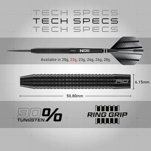 RED DRAGON Razor Edge Black Darts Set – 85% Tungsten Professional Steel Tip Darts | 20g, 22g, 23g, 24g, 26g, 28g | Pro Dart Set with Flights & Shafts - Image 3