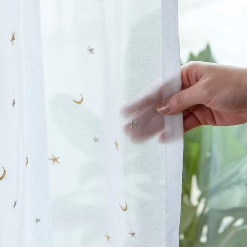 キッズレーススターライト(100&times;108)2枚組 キッズレース 刺繍 刺繍レース 洗えるレース ウォッシャブルレース レースカーテン