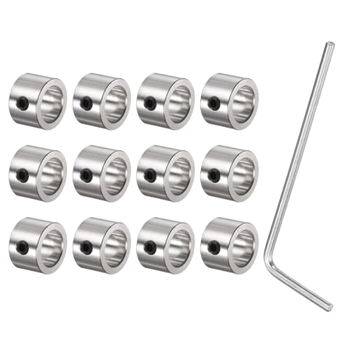 QUARKZMAN 12 Stück Klemmringe 12mm Bohrung Nickelbeschichteter Stahl Wellenklemmen 18mm Außendurchmesser 12mm Breite Fahrwerksstopper Radklemme Mit Innensechskantschlüssel