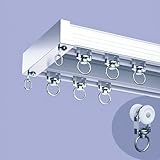  Tringle à rideaux double de luxe - Nano Silence Ra pour la maison - Longueur personnalisée - Fixation au plafond ou au mur - Design élégant blanc ivoire
