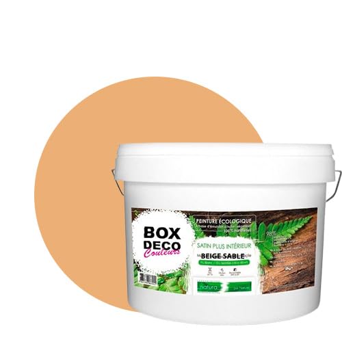 BOX DECO COULEURS Peinture murale naturelle écologique aspect satin intérieur Natura - 10L / 130m², Beige Sable