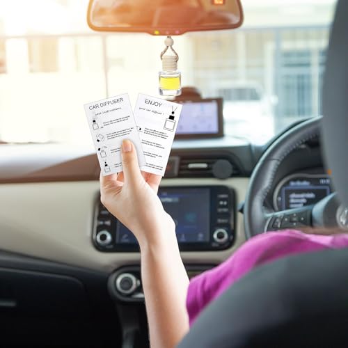 Image of DaisyInner 300 Sets Car Diffuser Bottles Empty Bulk Hanging Car Air Freshener Diffuser Bottles Glass Perfume Holder with Instruction Cards for Essential Oil Wedding Bridal Birthday Gifts (Cylindrical)