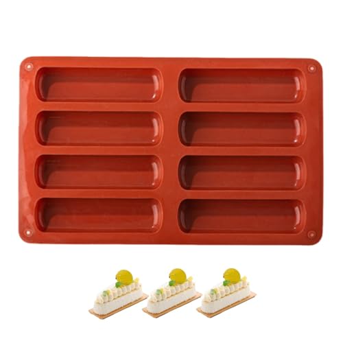Silicone Cake Pop Mold - 8 Cavity Long Strips Eclair Cake Pop Maker, Reusable Heat Resistant Baking Mold for Chocolate, Candy, Desserts, Dishwasher Safe Easy Clean Baking Supplies
