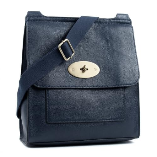 Image of AOSSTA Women's Cross Body Bags Faux Leather Messenger Shoulder Bag (Navy)