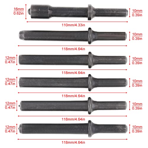Chgimposs 6Pcs Hard 45# Steel Solid Air Rivet Impact Head Support Pneumatic Tool For Drilling/Rusting Removal thumb #1
