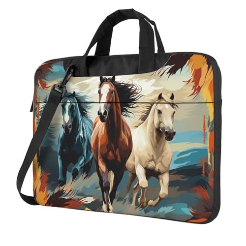 Sac d'ordinateur portable sac à bandoulière antichoc avec imprimé chevaux