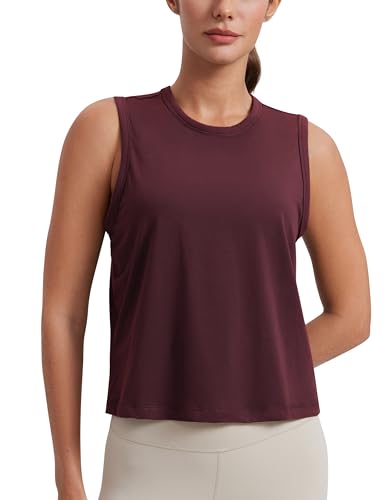 Amazon.com: CRZ YOGA Pima Cotton High Neck Cropped Tank Tops for