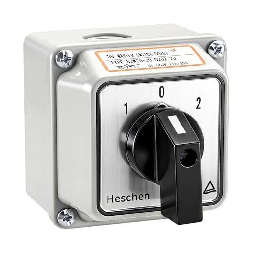 Heschen Universal-Drehschalter SZW26-20/D202.2D mit Hauptschalter Außenbox LW28-20/4 660V 20A ON-OFF-ON 3 Positionen 2 Phasen 8 Klemmen CE