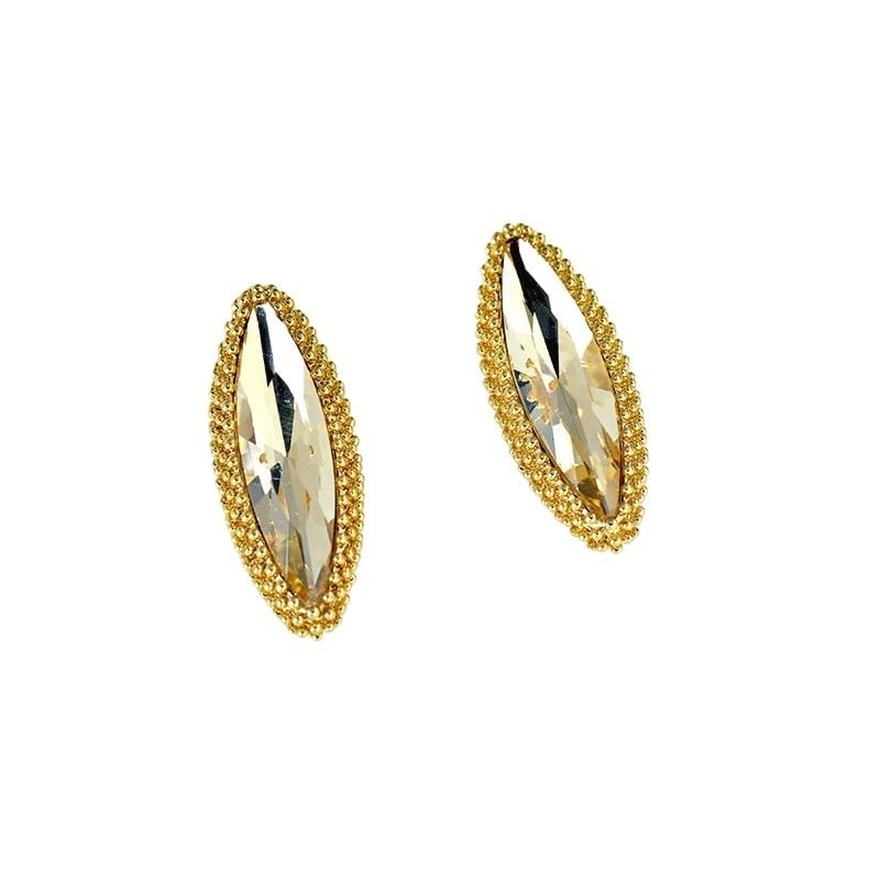 Boucles d'oreilles rétro cristal émeraude style défilé haute joaillerie