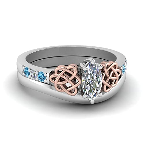 Bague de Mariage Celtique en Argent Fine Joaillerie Marquise pour Femme Exigeante