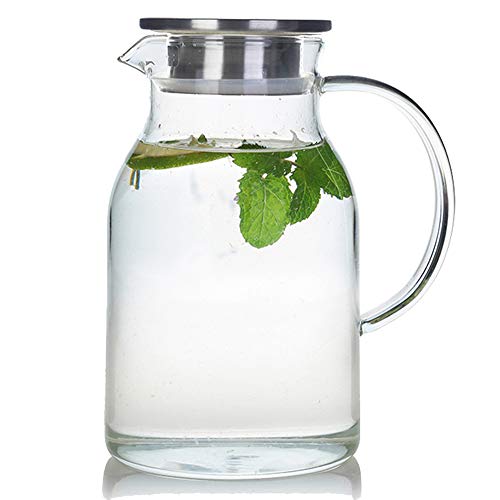 Karafu 68 Oz Borosilicate Glass Pitcher with Lid, Hot Cold Water Tea Jug