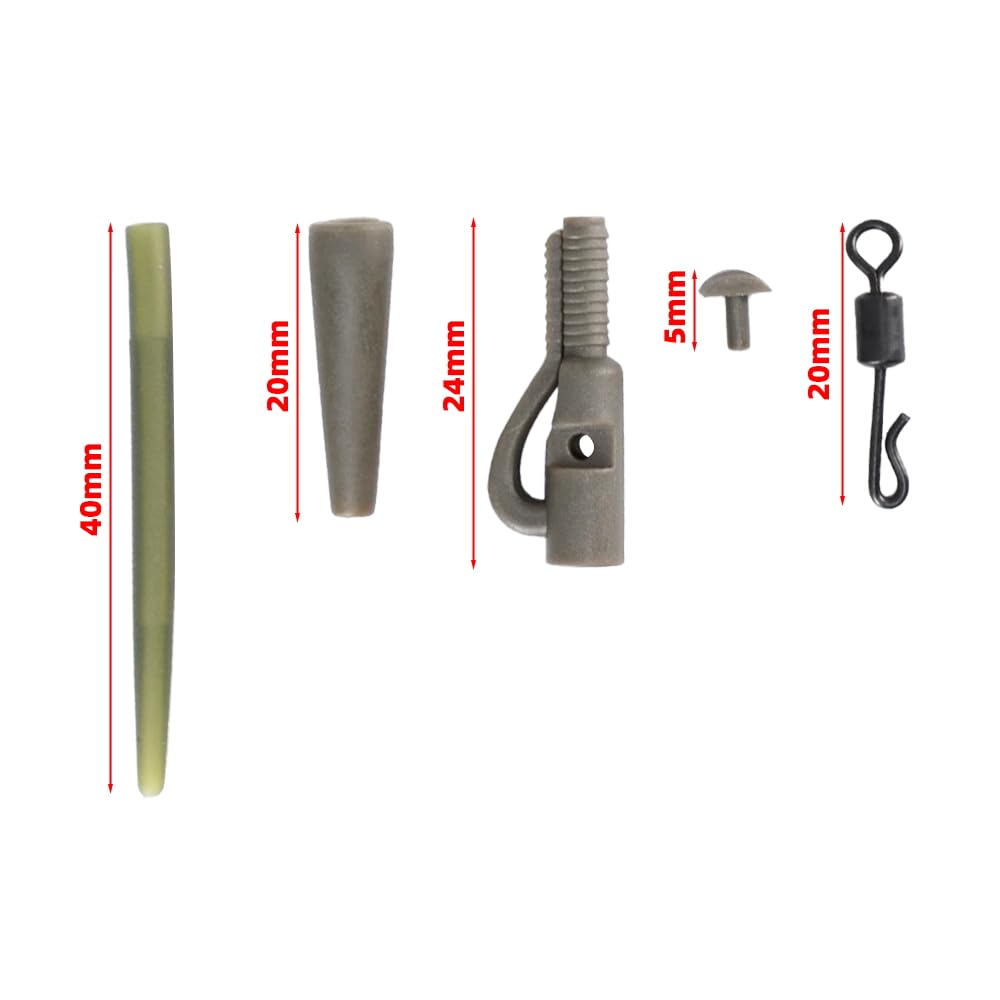 Hirisi Terminal de Peche Lot de 10 Ensembles Accessoires Carpe Tubes Caoutchouc émerillons Perles