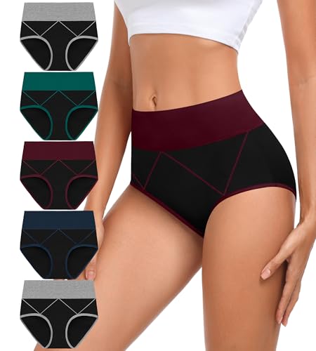 Image of DUKAWA High Waisted Underwear Womens Cotton Soft Breathable Briefs Ladies Panties Multipack (Regular & Plus Size)