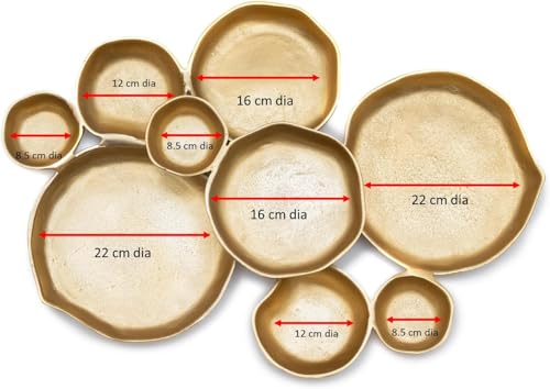 Gute GUT-KTHN-CLUS-9-BWL-IRR Cluster Decorative Bowls, Bright Gold Brass - Decoration, Snack Tray Bowl thumb #7