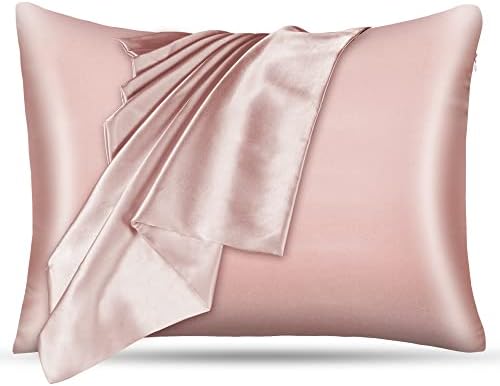 Amazon brand -Umi Satin Pillow Case for Hair and Skin, Luxury Smooth Pillowcase Wrinkle Fade Resistant, Silky Soft Pillow Cover with Hidden Zipper, 20x26 inch, Pink, 1 Pack
