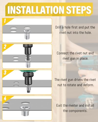 Caianwin 10 Stück Flachkopf Nietmuttern M12, Edelstahl A2 V2A, Blindnietmuttern für Metall, Kunststoff, Glasfaser