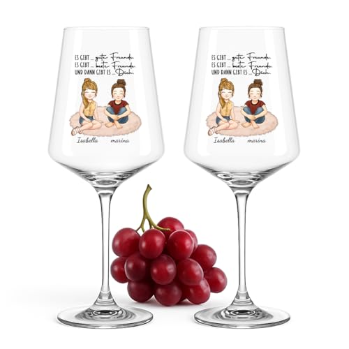 Love Faith - Auf uns - Personalisiertes Weinglas als Geschenk für die beste Freundin im 2er Set