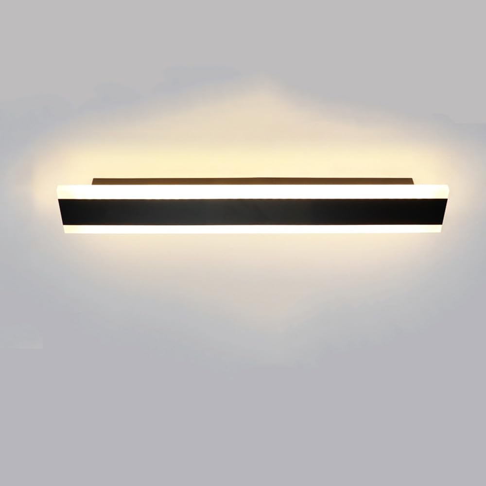 BNWRZCJXY Long Led Bathroom Ceiling Lights Rectangular Flush Mount Dimmable Ceiling Lightd Modern Linear Lighting Fixture Industrial Close Ceiling Lamp for Bathroom Kitchen Entry Porch Stairs/Black/Le