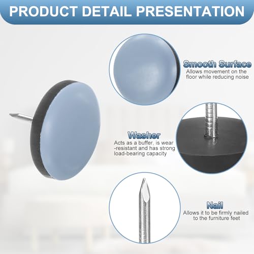 Almohadillas móviles para muebles uxcell, protectores redondos de 1 pulgada con clavo 4