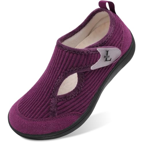 L-RUN Extra Wide Diabetic Shoes for Women Winter House Slippers