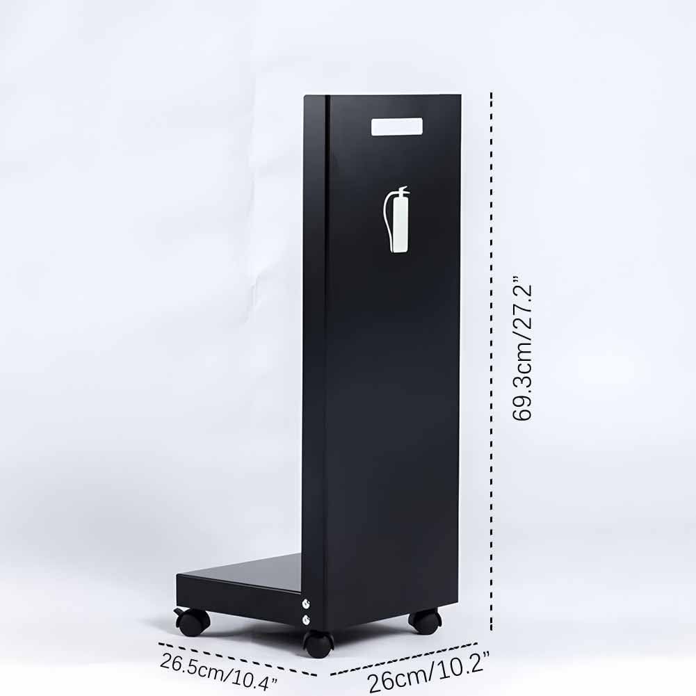 Fire Extinguisher Cabinet with Wheels - Secure Holder & Bracket Storage Case for Apartments & Shopping Malls - Durable Black Design for Easy Access & Safety