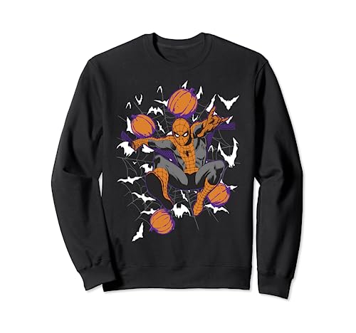 Sweat Spider-Man Halloween pour adulte avec motifs citrouilles et toile d'araignée Marvel