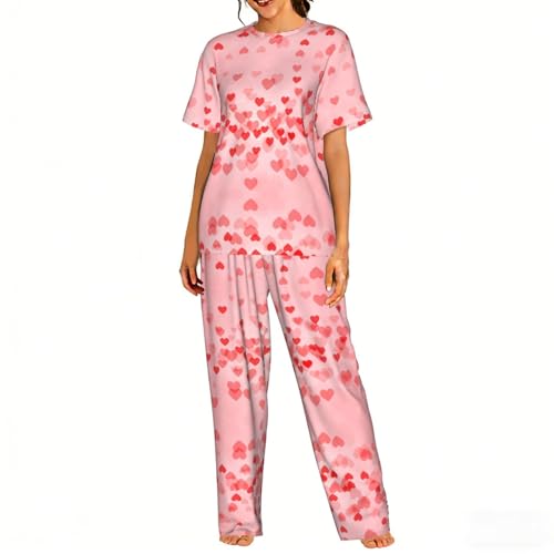 Pyjama doux imprimé cœurs rouges contre les nuits agitées, confort total