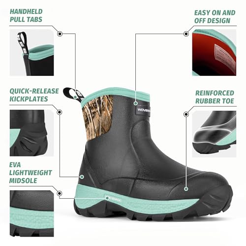 WOVENPAK Ankle Boots for Women, Rubber Rain Boots Waterproof Women, Ankle Garden Mud Boots Shoes, Rubber Boots for Women Insulated Short Boots for Outdoor, Garden, Yard Work, Size 6-114