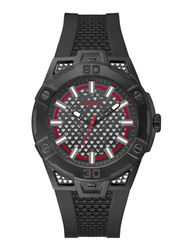 Image of Guess Silicone Analog Black Dial Men's Watch-Gw0712G1, Band Color-Black