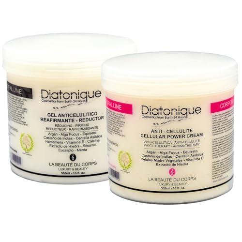 Pack Duo Anticelulítico Reductor Más Plus de Diatonique, Crema Anticelulítica 500ml, Gel Lipo Reductor 500ml