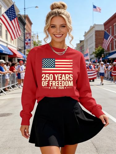 Image of PECHAR USA Sweatshirt Women American Flag Sweater 4th of July Shirts Patriotic Sweater Fourth of July Pullover
