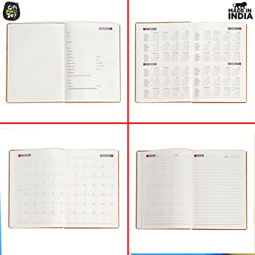 Image of GKD Desk Calendar Lifetime & Wooden Diary Infinite Perpetual Wooden Table Calendar & Diary Best For Office Stationery Items & Desk Organizer (Bamboo Eco Friendly) (Combo)
