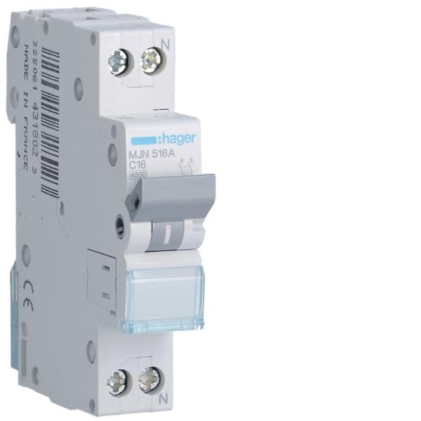 Marca leader nel settore Hager Mjn516A - Interruttore Automatico 1P+N 4.5Ka C-16A 1M
