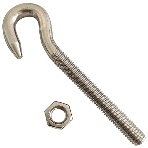 KShun 2 juegos de tornillos de acero inoxidable M10 con rosca derecha que incluye tuercas de 113 mm de longitud, gancho para colgar robusto resistente a la corrosión para proyectos de valla de jardín