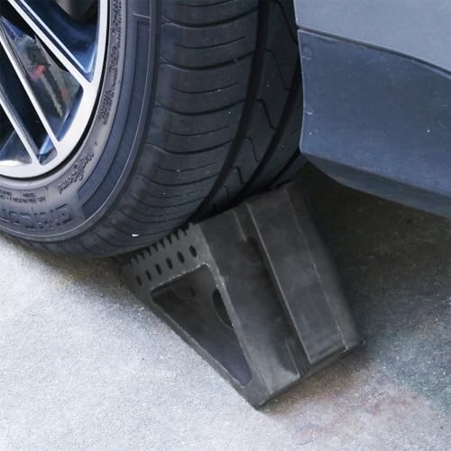 Image of 4 PCS Heavy Duty Wheel Chocks - 8 x 4 x 6 Inch Travel Tire Chock, Rubber Wheel Stopper for Cars, RV Trailers, Camper, Blocks, Trailer Chocks