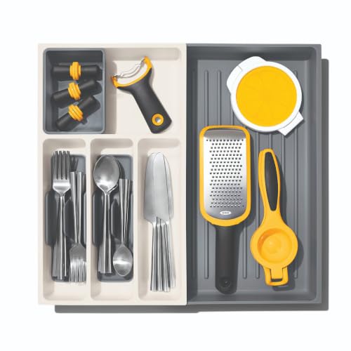 Image of OXO Good Grips Kitchen Drawer, Expandable Utensil Organizer, White