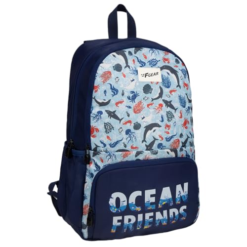 Image of F Gear Playcraft School Backpack for Kids 19L Soft Touch Lightweight & Durable | 2 Spacious Compartments, Front Pocket & Bottle Holder for Everyday Use
