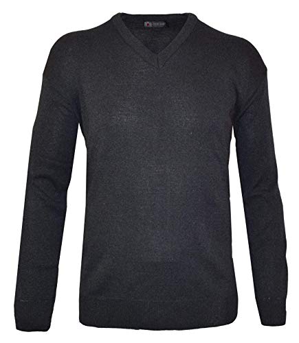 Louie James Cotton Blend Classic V Neck Long Sleeved Jumper/Pull Over in Size 2X to 8XL, Black, Navy & Charcoal