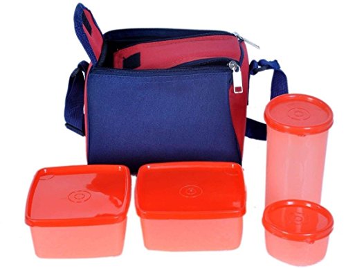 topware lunch box Guru-Dev Enterprises Harshpreet Plastic Containers Lunch Box with Insulated Carry Bag (11x12x18 cm, Multicolour)